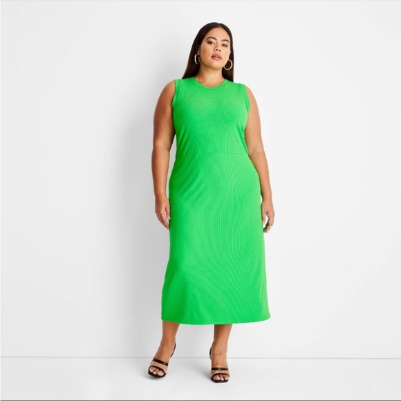 Future Collective Kahlana Barfield Brown Ribbed Cut Out Back A-Line Dress - Picture 1 of 3